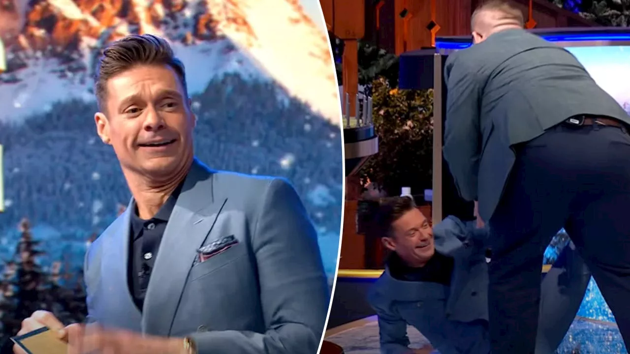 Wheel of Fortune Host Ryan Seacrest Tackled by Ecstatic Contestant