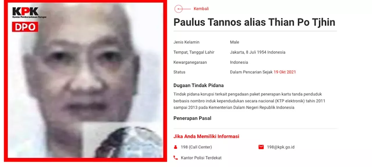 Paulus Tannos Ternyata Sudah Ditangkap Sejak 17 Januari