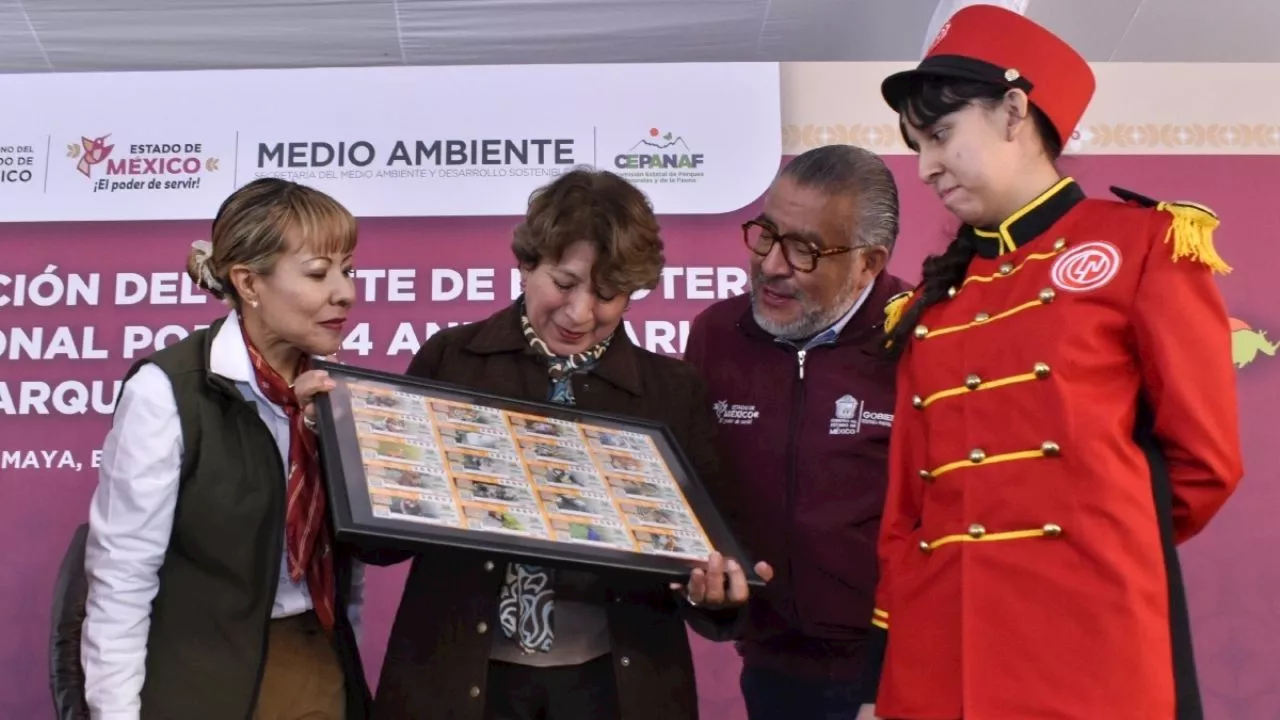 Delfina Gómez devela billete de la Lotería Nacional conmemorativo al 44° aniversario del Parque Ecológico de Zacango