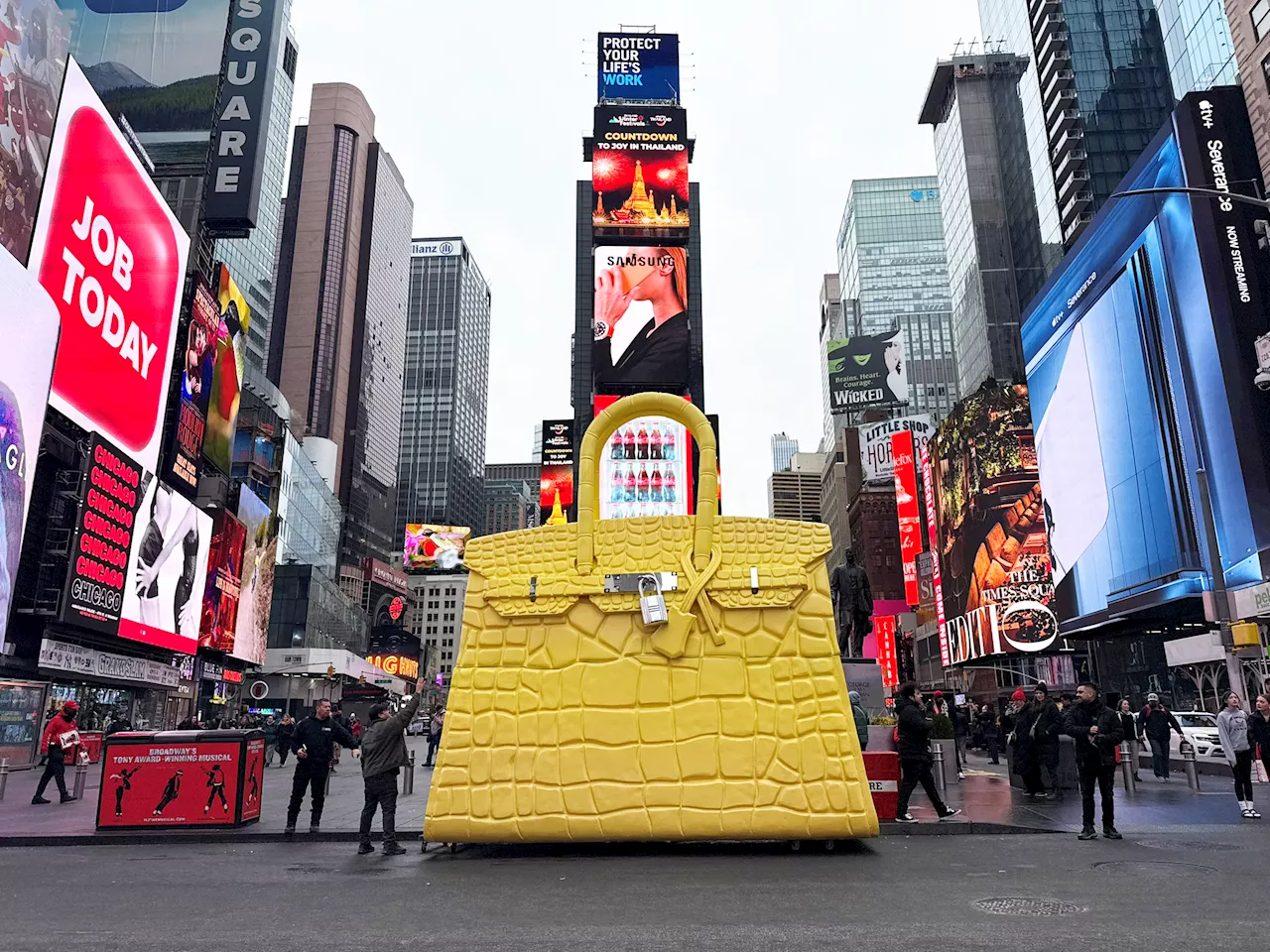 Giant Birkin bag weighing 1,000 lbs. stops traffic en route to exhibition — police escort needed for 19 ft. Hermès homage