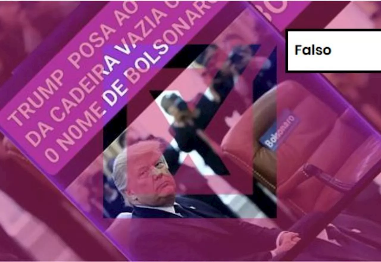 FALSO: Imagem de Trump ao lado de cadeira com nome de Bolsonaro foi criada com IA