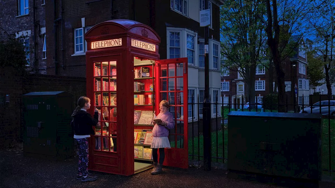 Derelict Phone Box Transformed into a Whimsical Children's Library