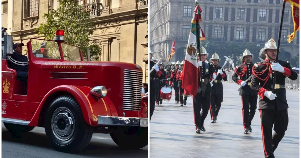 Bomberos de CDMX desfilan por su 169 aniversario en calles del Centro Histórico