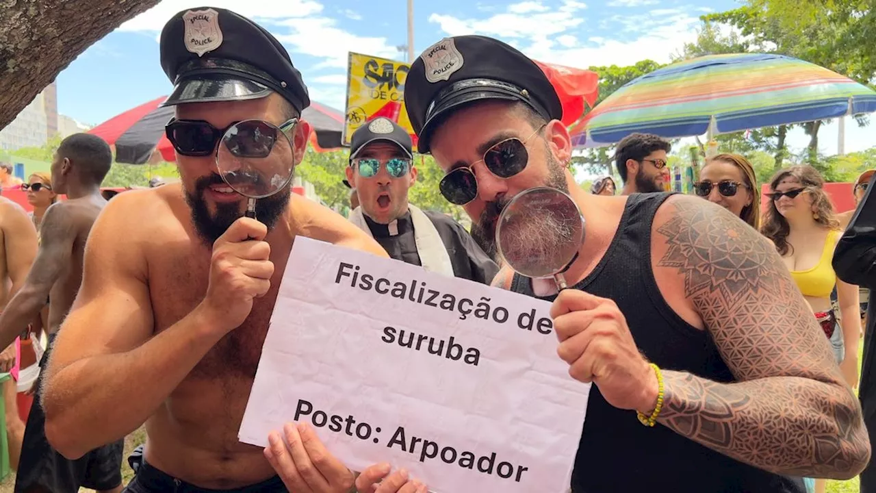 De Surubão no Arpoador a Bolsonaro barrado no baile: fantasias criativas marcam ensaio do Vem Cá Minha Flor