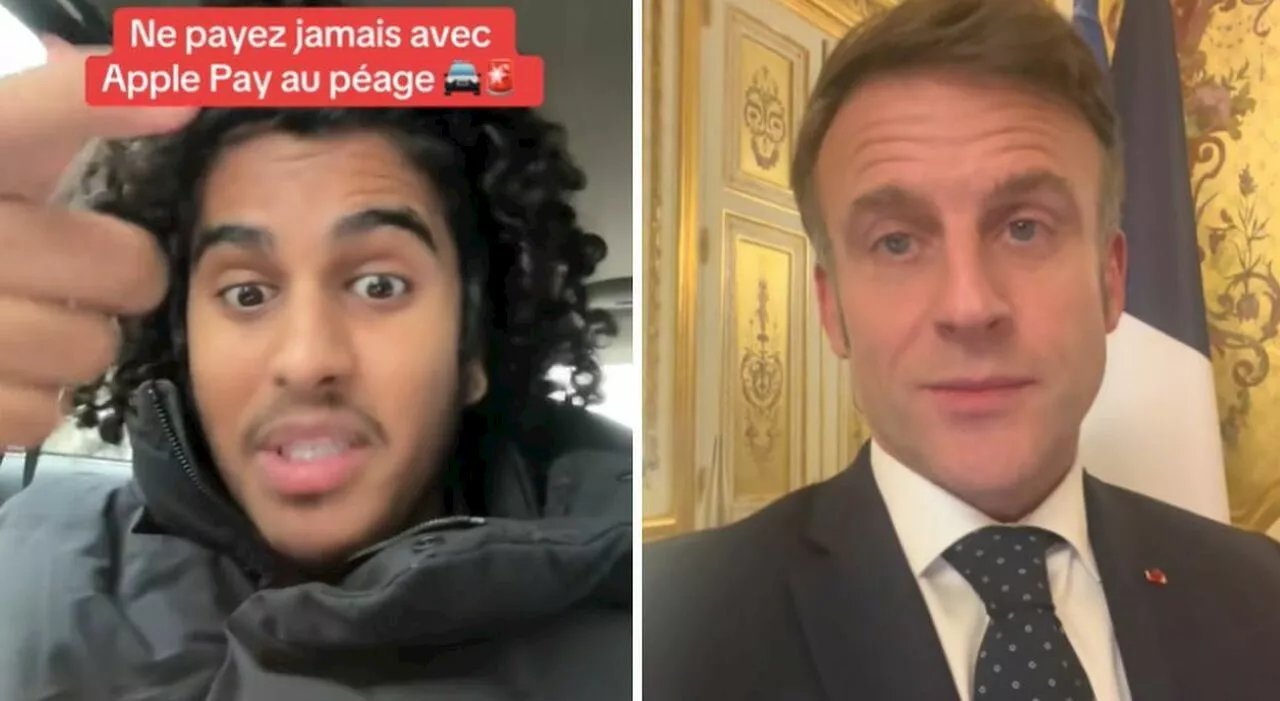 Influencer si lamenta della multa per aver pagato con ApplePay al casello, Macron gli risponde su TikTok: «Lei