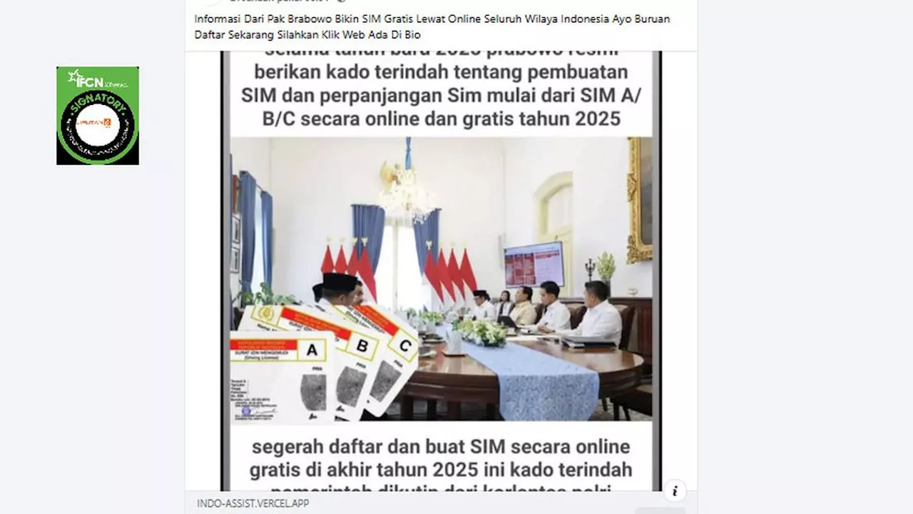 Cek Fakta: Link Pendaftaran Perpanjangan dan Pembuatan SIM Online 2025 Gratis Ini Tidak Benar