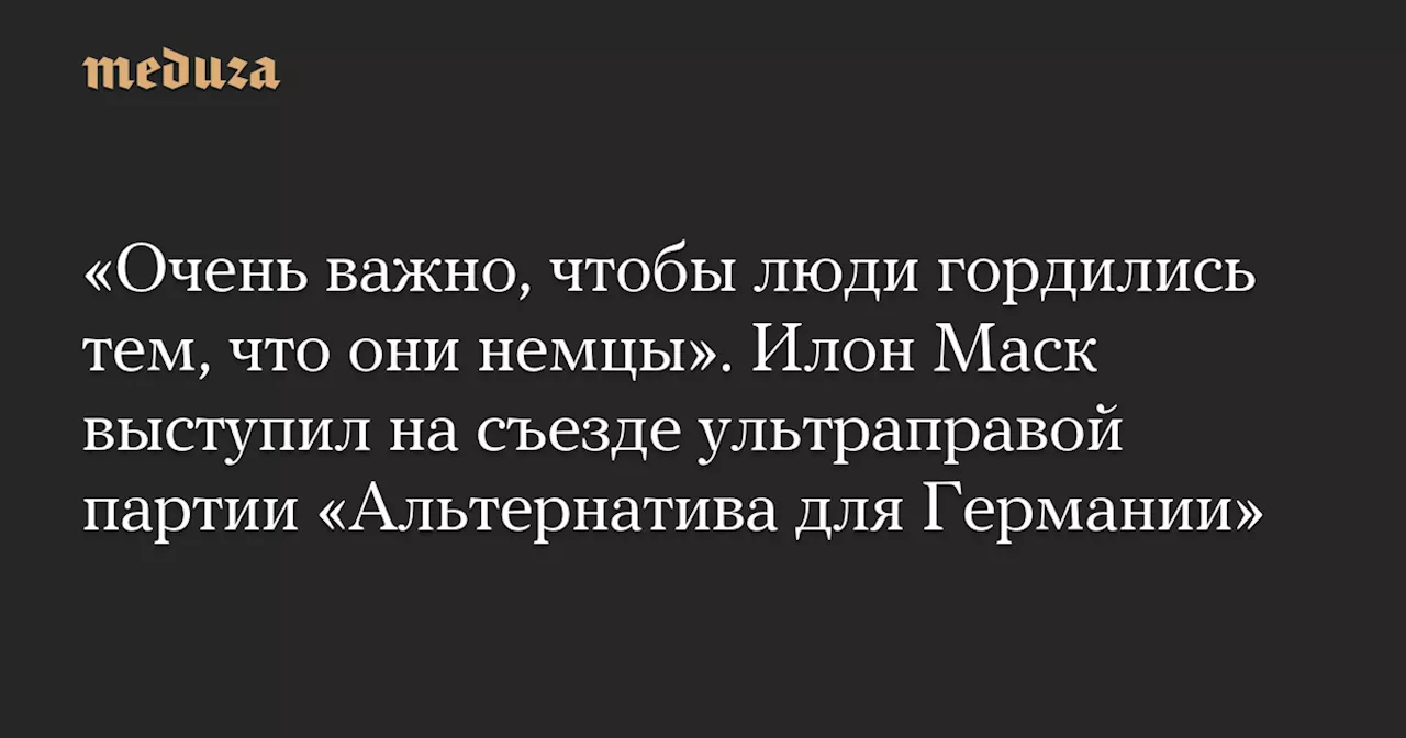 Илон Маск поддержал ультраправое движение «Альтернатива для Германии»