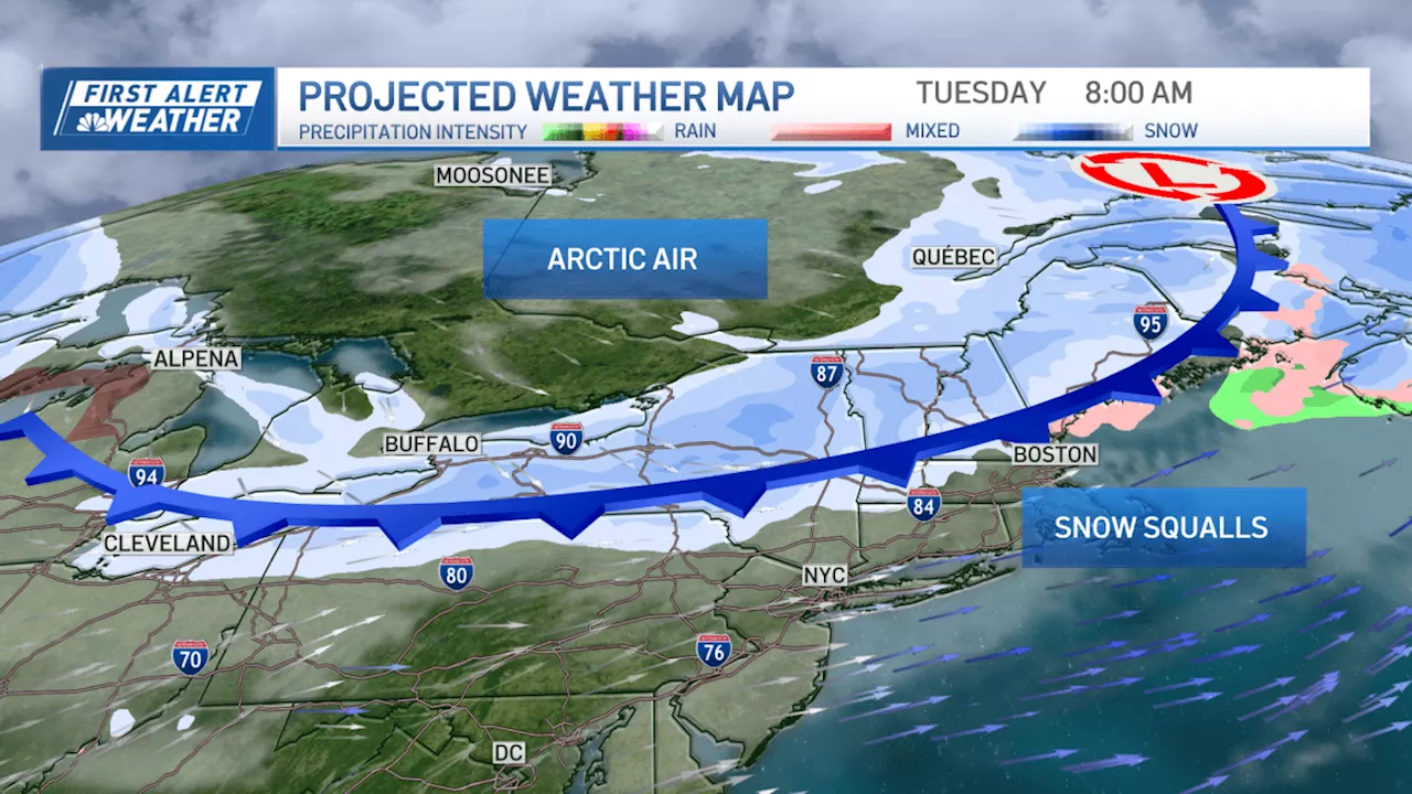 Snow squalls Tuesday, more serious snowfall expected later in the week