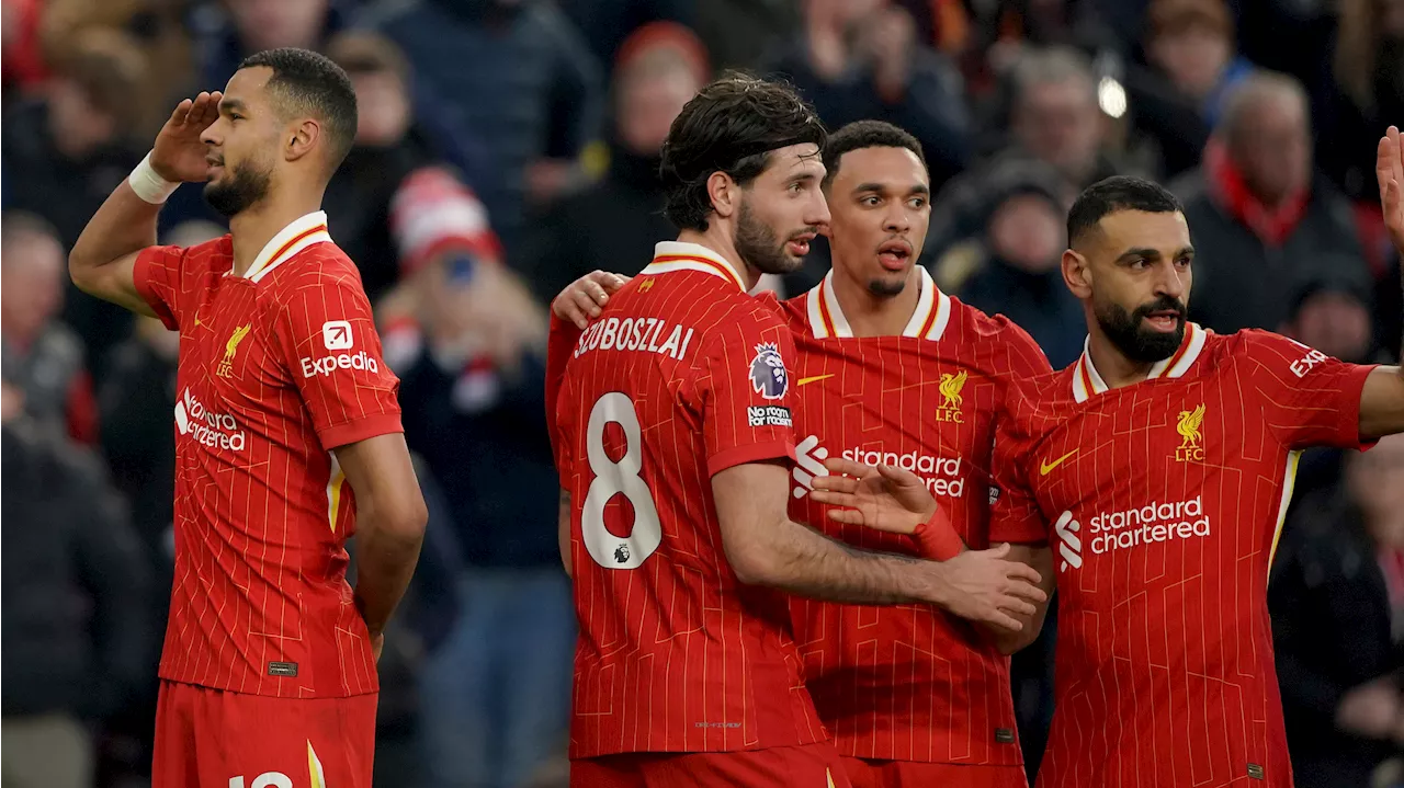 Liverpool thrashes Ipswich, stays six points clear in Premier League