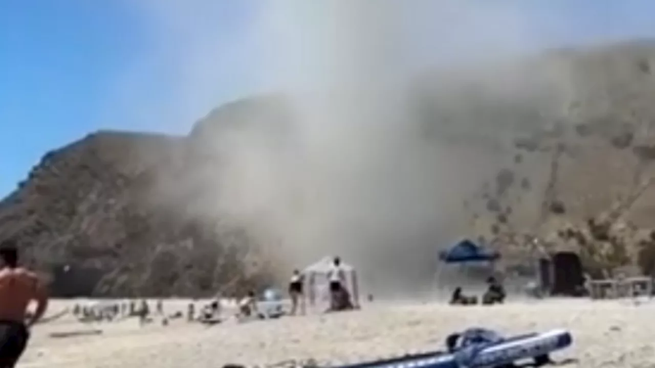 Willy Willy Sends Objects Flying at Busy Adelaide Beach