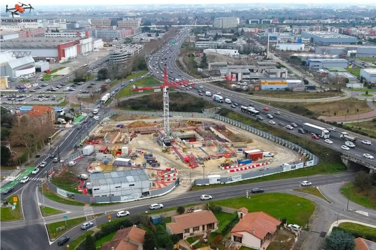 La future station Fontaine Lumineuse du métro C à Toulouse prend forme