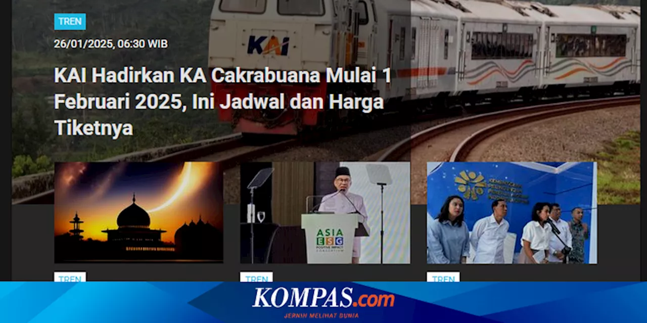 [POPULER TREN] Jadwal dan Harga Tiket KA Cakrabuana | Usul Trump Relokasi Penduduk Gaza ke Negara Lain