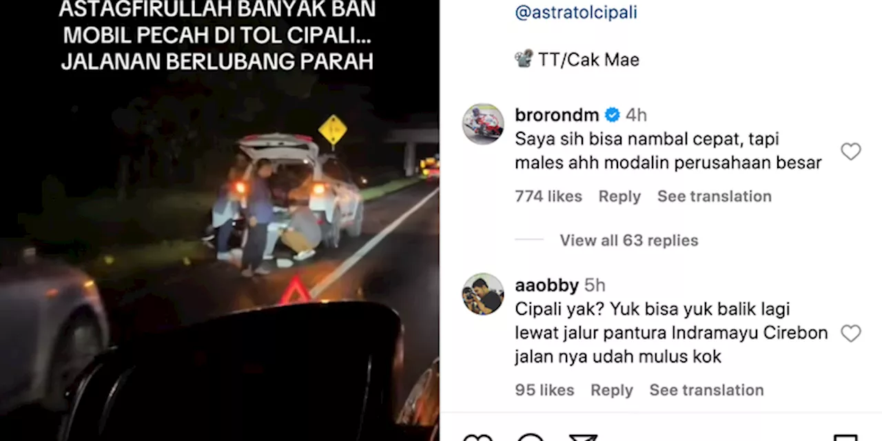 Video Viral Mobil Mengalami Pecah Ban di Tol Cipali, Pengelola Berikan Penjelasan