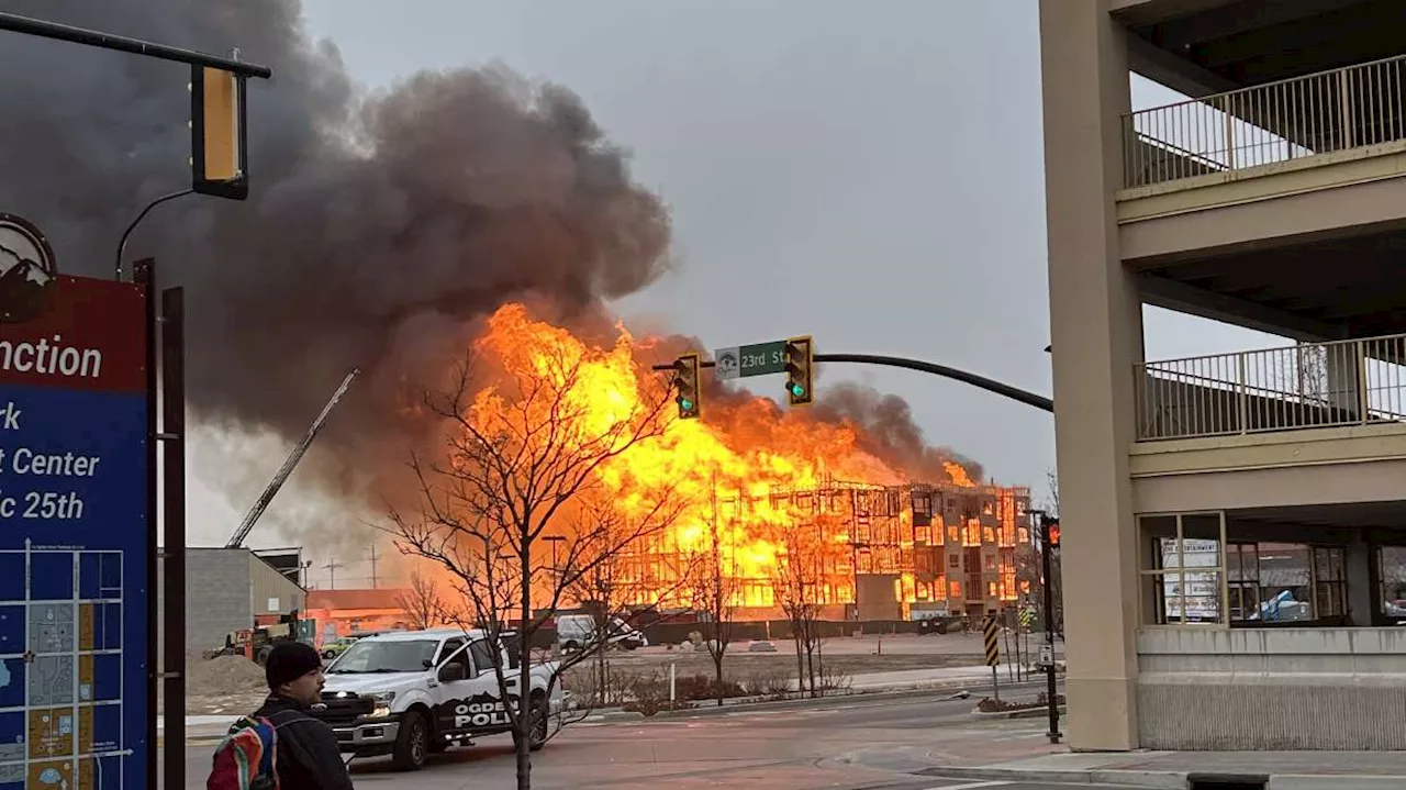 Fire Raging at Construction Site in Ogden