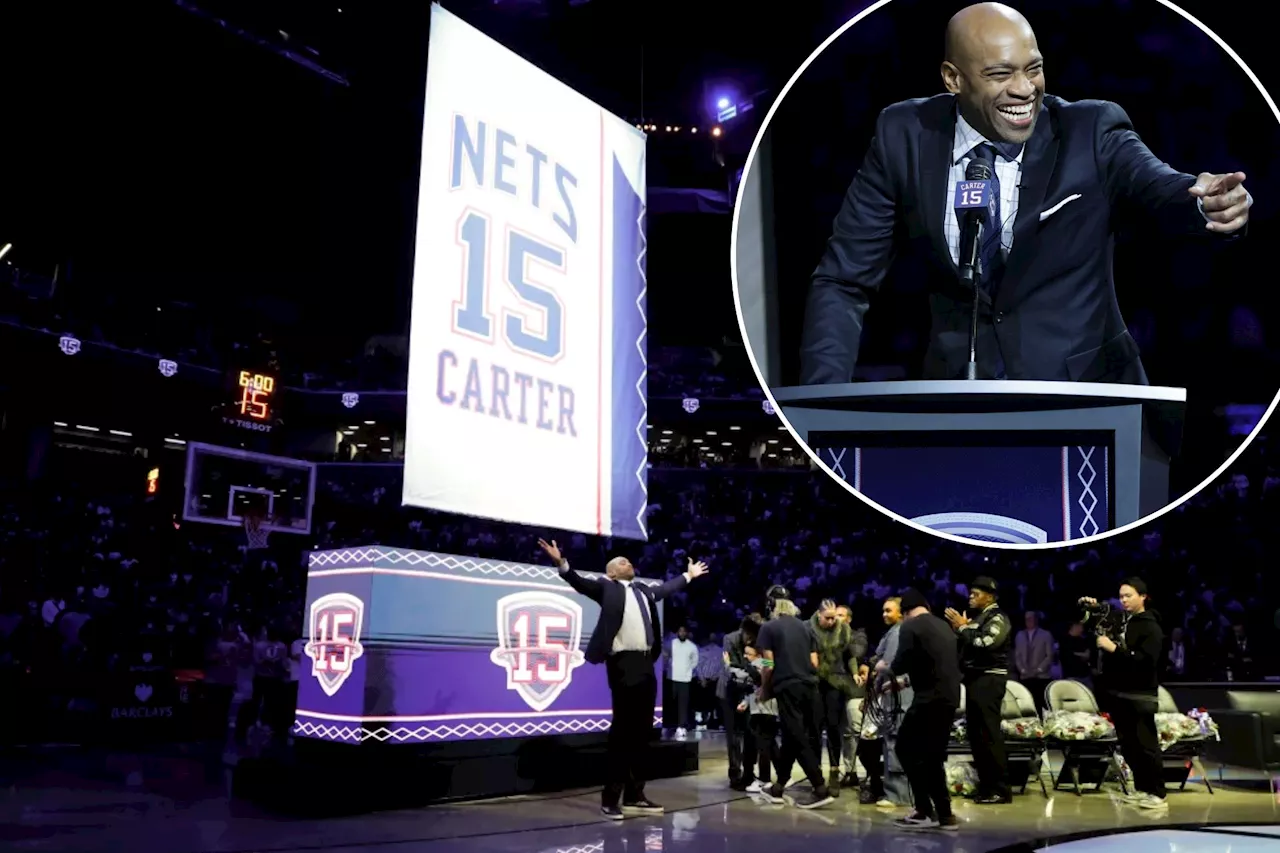 Vince Carter's No. 15 Raised to the Barclays Center Rafters