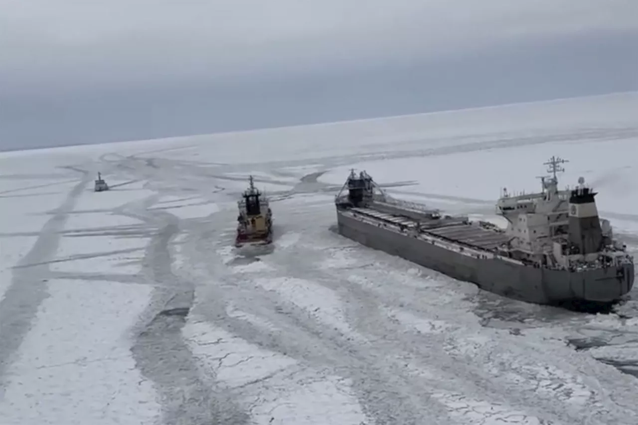 Freighter Freed From Lake Erie Ice After Days-Long Impasse