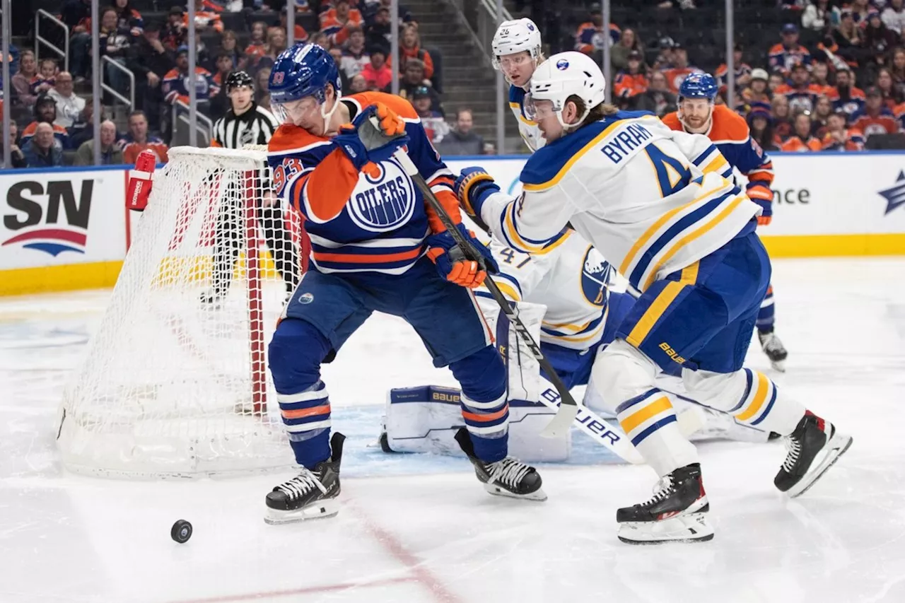 Nugent-Hopkins scores twice, Oilers edge Sabres 3-2 without McDavid