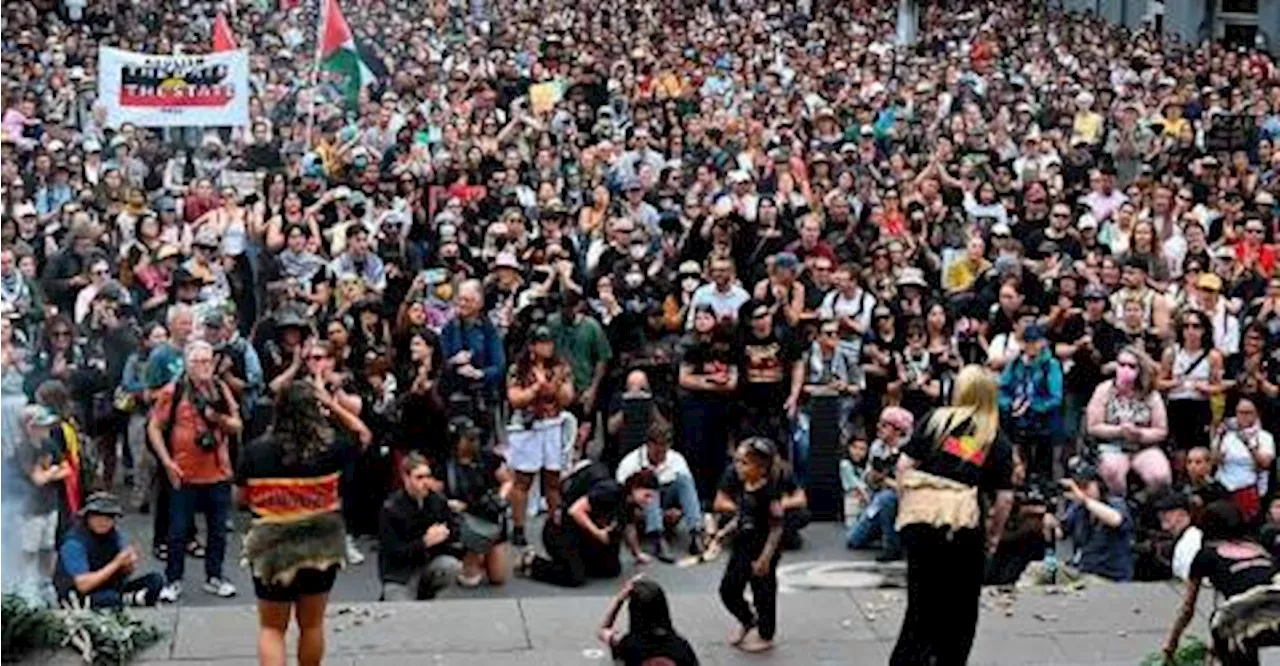 Indigenous rights activists protest on Australia Day