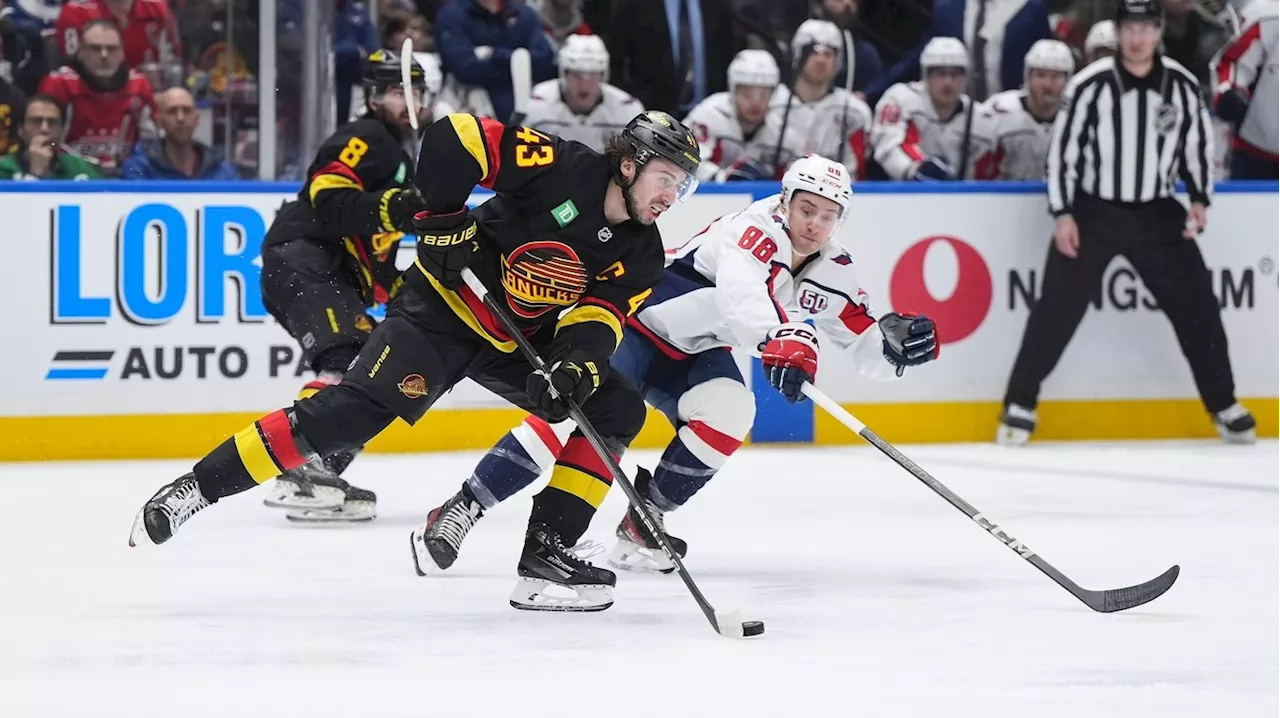 Hughes scores twice to help Canucks snap Capitals' win streak