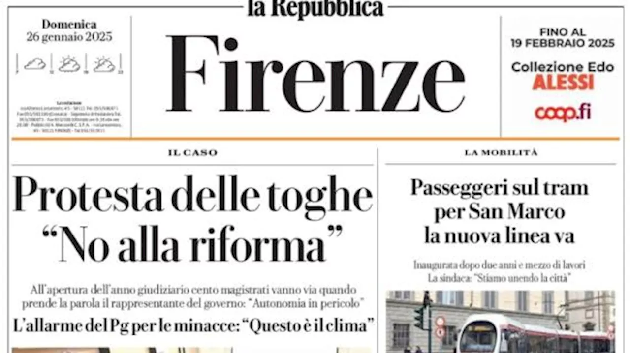 La Repubblica (ed, Firenze) in taglio basso: 'Fiorentina contro la Lazio per ripartire'