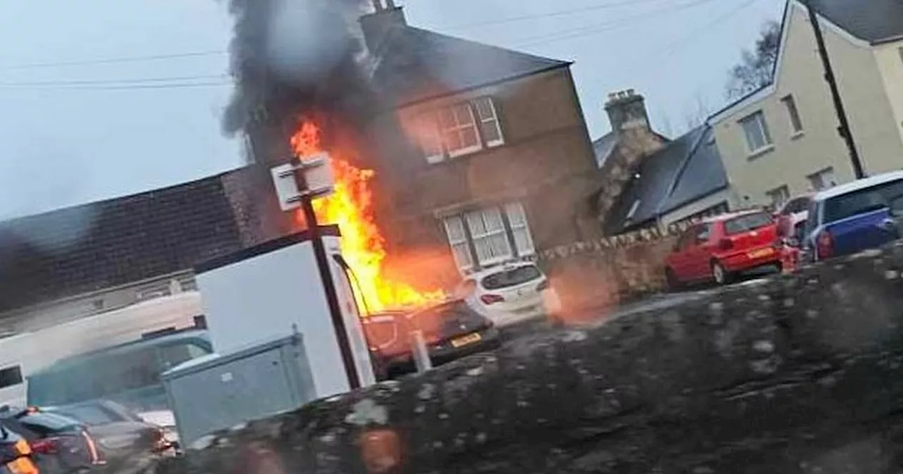 Car bursts into flames with family inside at Scots car park