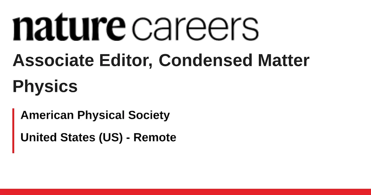 American Physical Society Seeks Associate Editor for Physical Review X