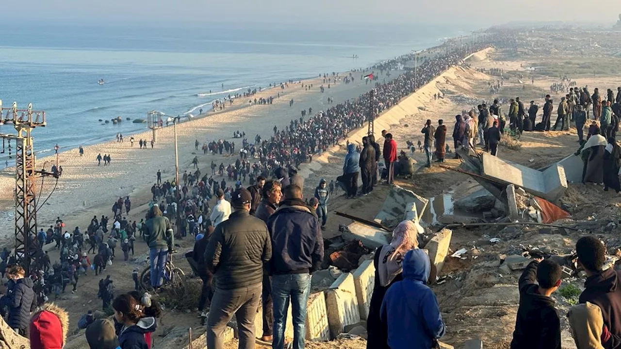 Palestijnen trekken massaal naar Noord-Gaza langs kustweg