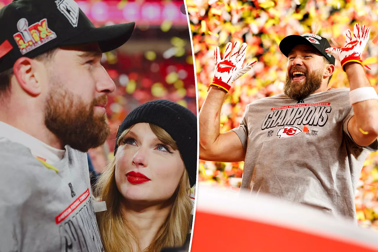 Travis Kelce 'likes' sweet snap of Taylor Swift celebrating Chiefs' AFC Championship win: 'Who we do it for'