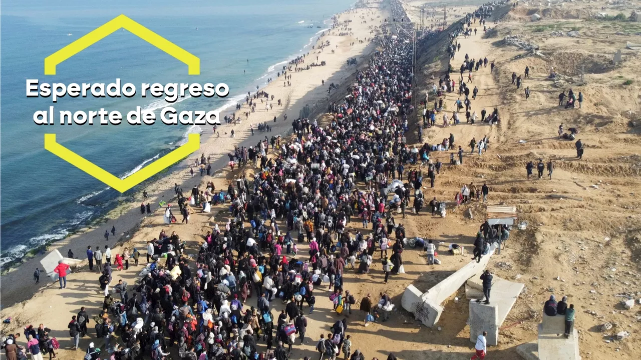 Miles de palestinos vuelven al norte de la Franja de Gaza con el permiso de Israel tras un año de terror