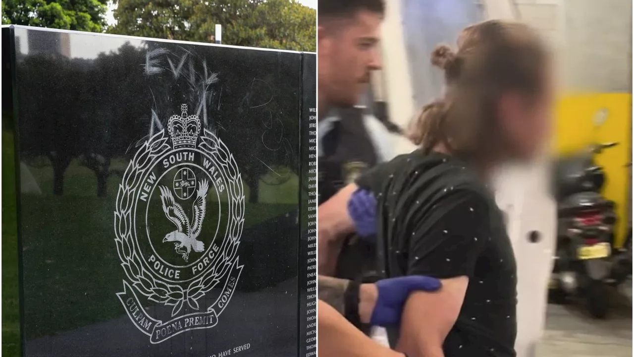 ‘Will end up in the clink’: Minister’s warning after man arrested over defaced police memorial