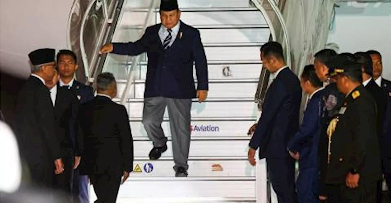 Indonesian President Prabowo arrives in Malaysia