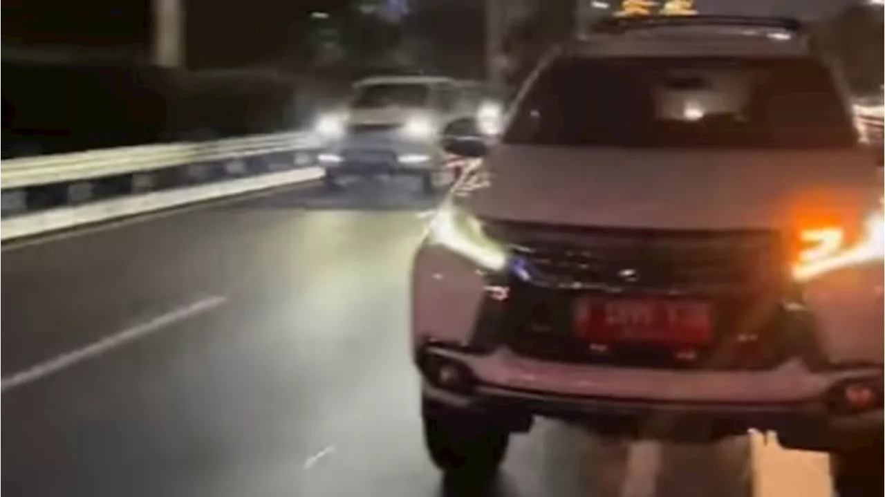 Viral Pajero Sport Pelat Merah Intimidasi Mobil Lain Pakai Lampu Tembak