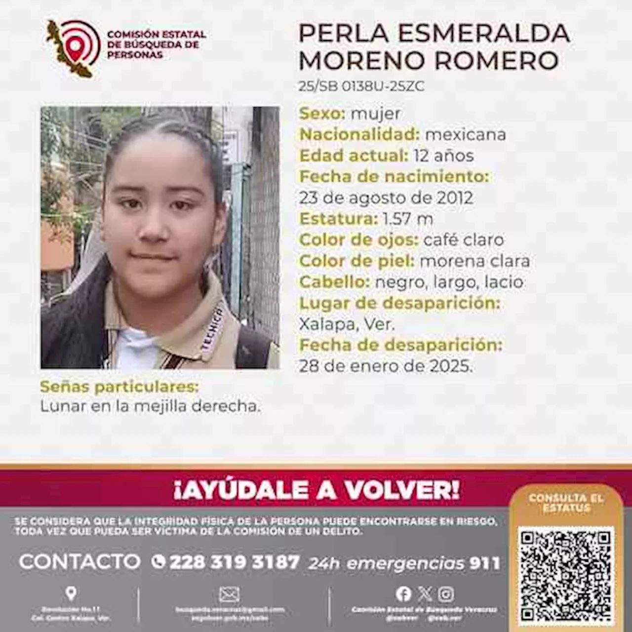 Buscan a Perla Esmeralda, estudiante de secundaria desaparecida en Xalapa