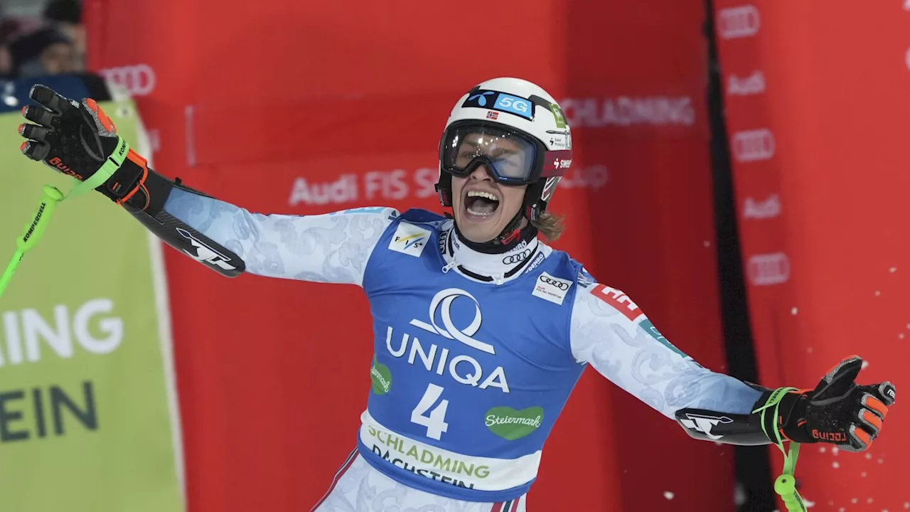 Steen Olsen leads Norwegian 1-2 in rain-affected GS. World champion Odermatt finishes 3rd