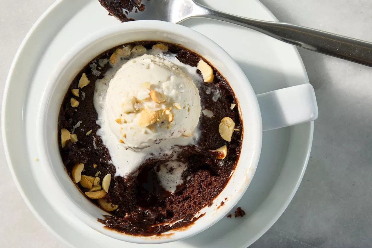 Quick and Easy Double Peanut Butter Cup Mug Cakes