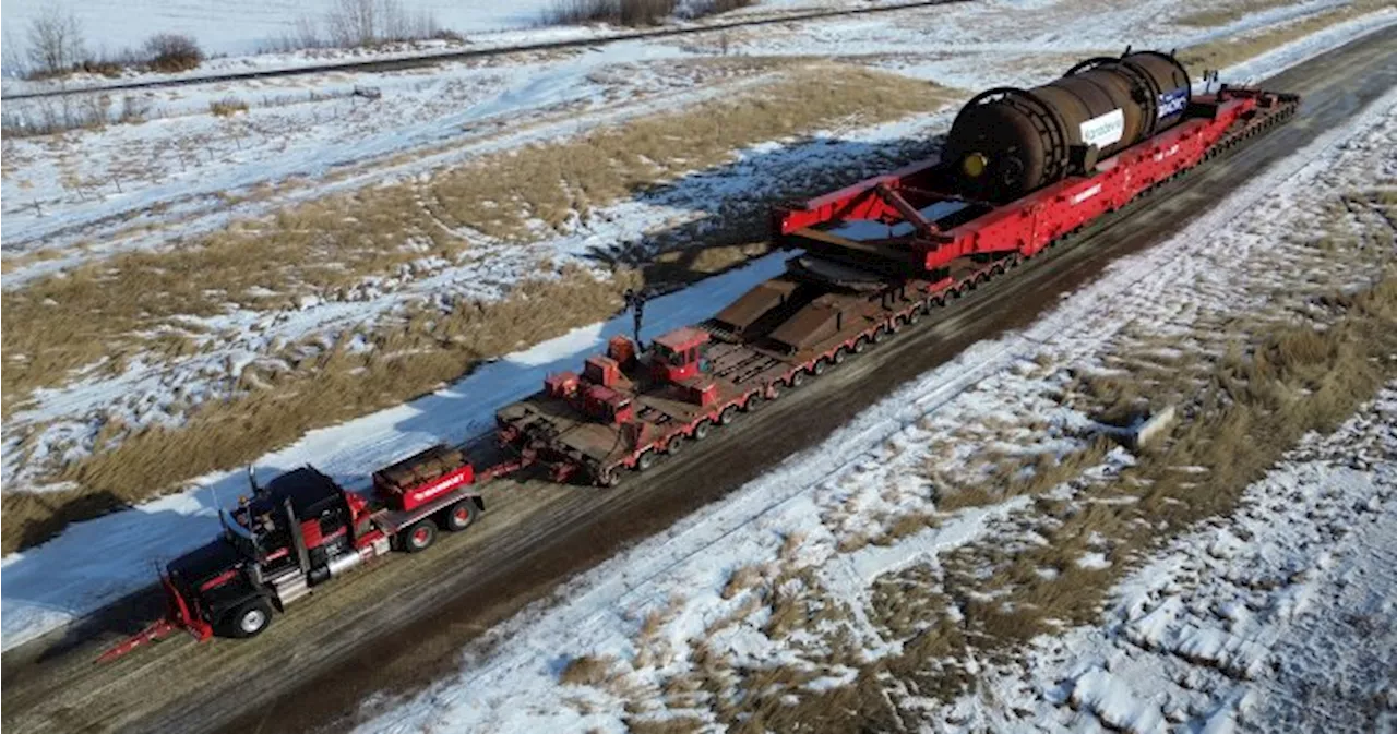 Massive Oil Refinery Reactor Transported on Edmonton Highways