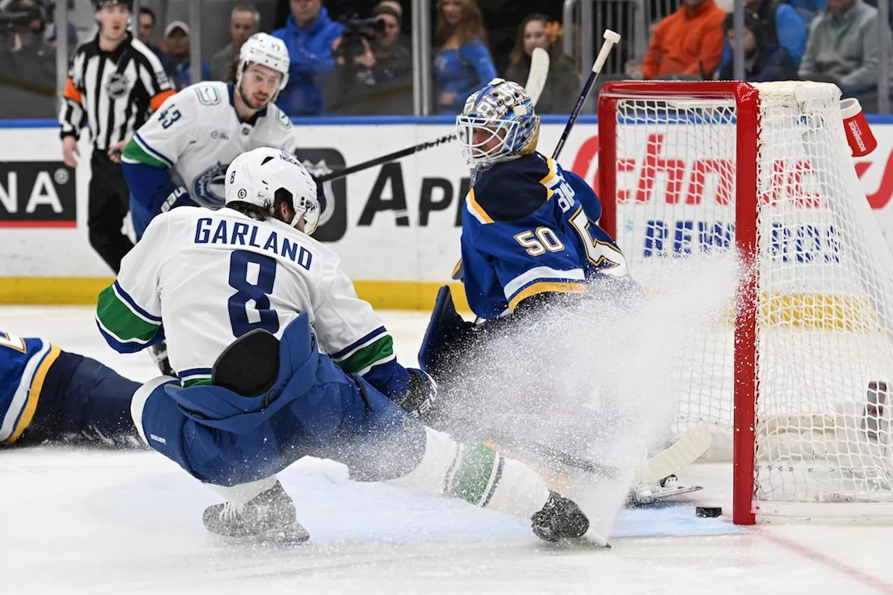 Garland's Two Goals Lead Canucks to Victory Over Blues