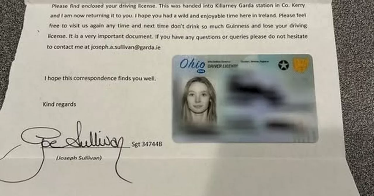 Irish Guard Gives Hilarious Tongue-in-Cheek Letter When Returning Lost US Tourist's License