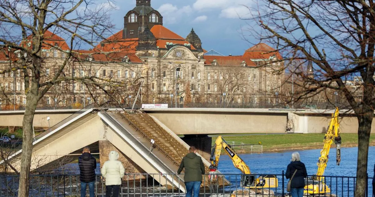 Neue Bombenfund bei Abrissarbeiten an der Carolabrücke in Dresden