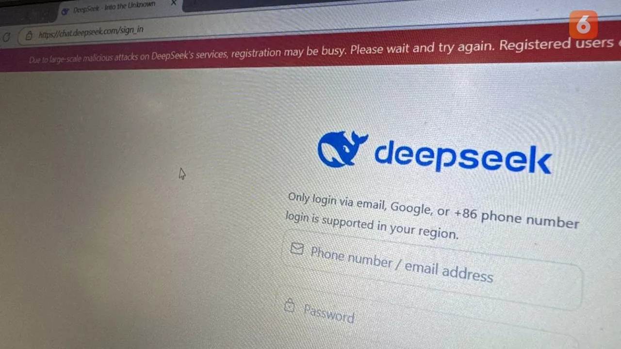 DeepSeek AI Kena Serangan Siber, Pesaing ChatGPT Batasi Pendaftaran Pengguna Baru!