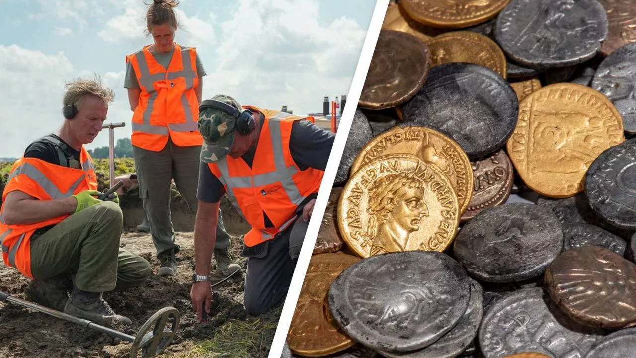 Gert-Jan en Reinier vinden 400 Romeinse munten: 'Maak je maar één keer mee'