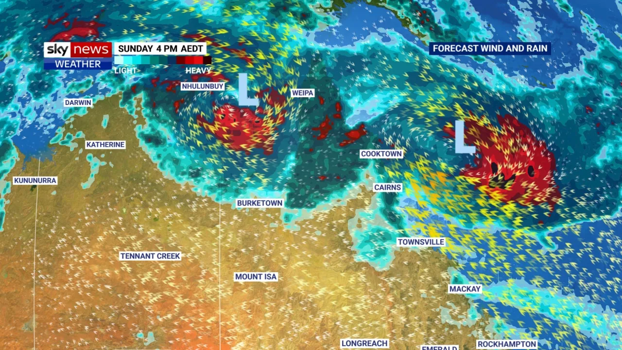 Northern Australia could be smashed by two possible cyclones