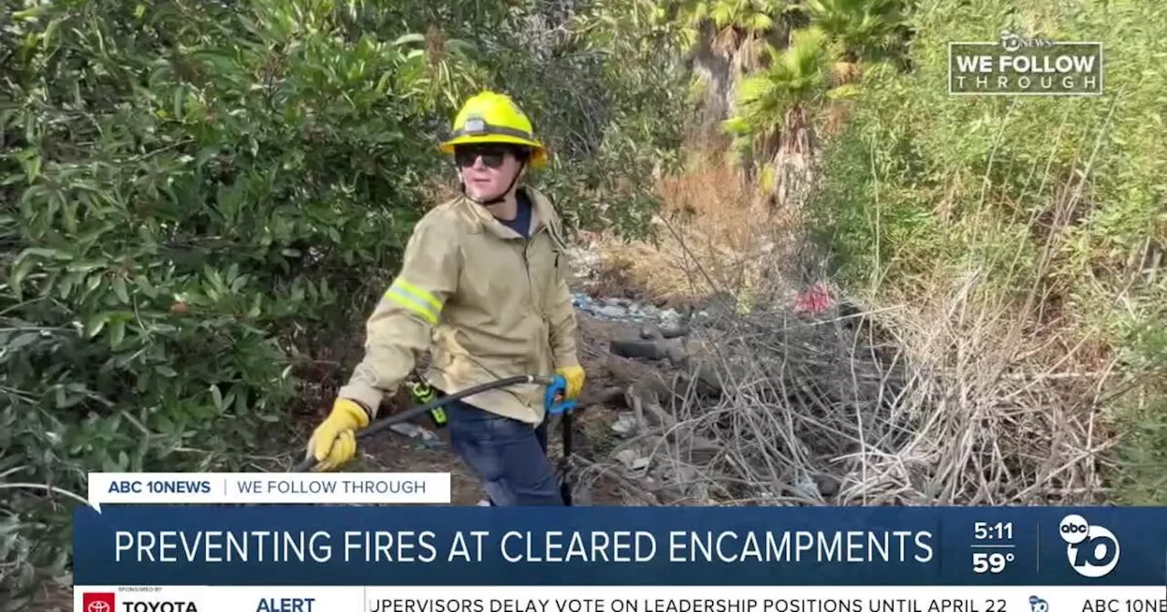 San Diego Firefighters Use Fire Retardant to Prevent Fires in Former Homeless Camps