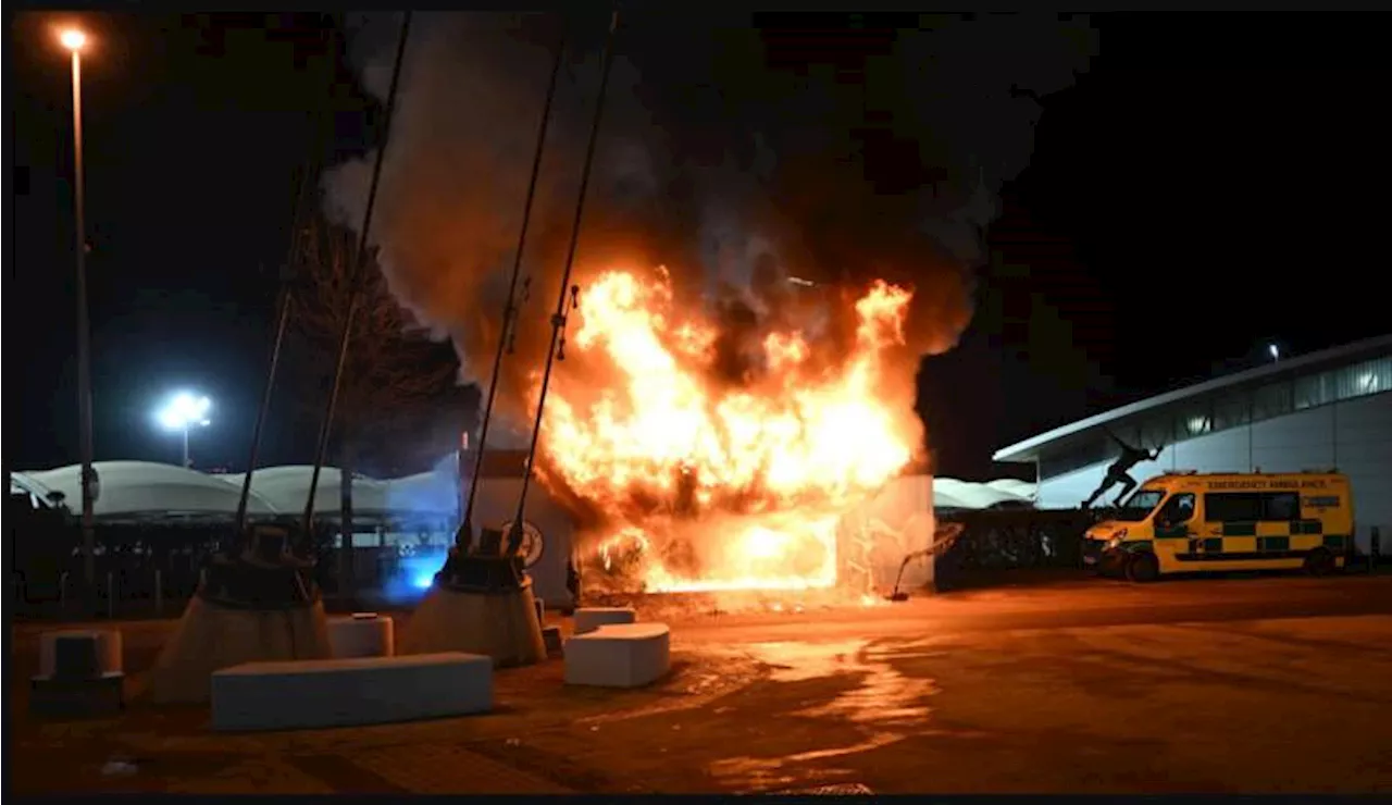 Fire erupts outside Man City stadium before Champions League clash