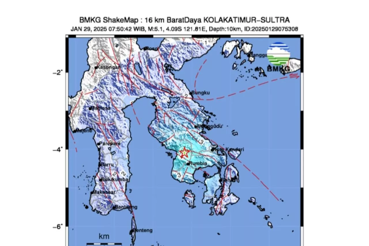 Gempa Bumi Magnitudo 5,1 Guncang Kolaka Timur, Sulawesi Tenggara