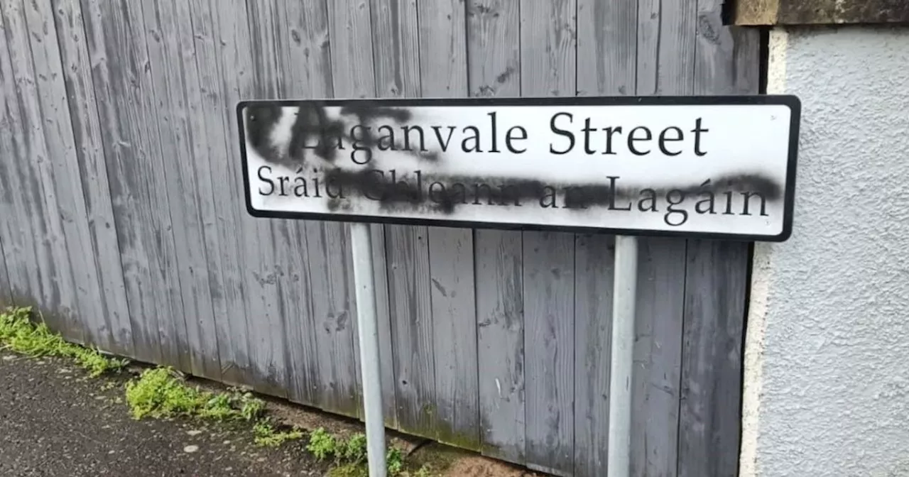 Sectarian Graffiti on Dual Language Sign in South Belfast Condemned