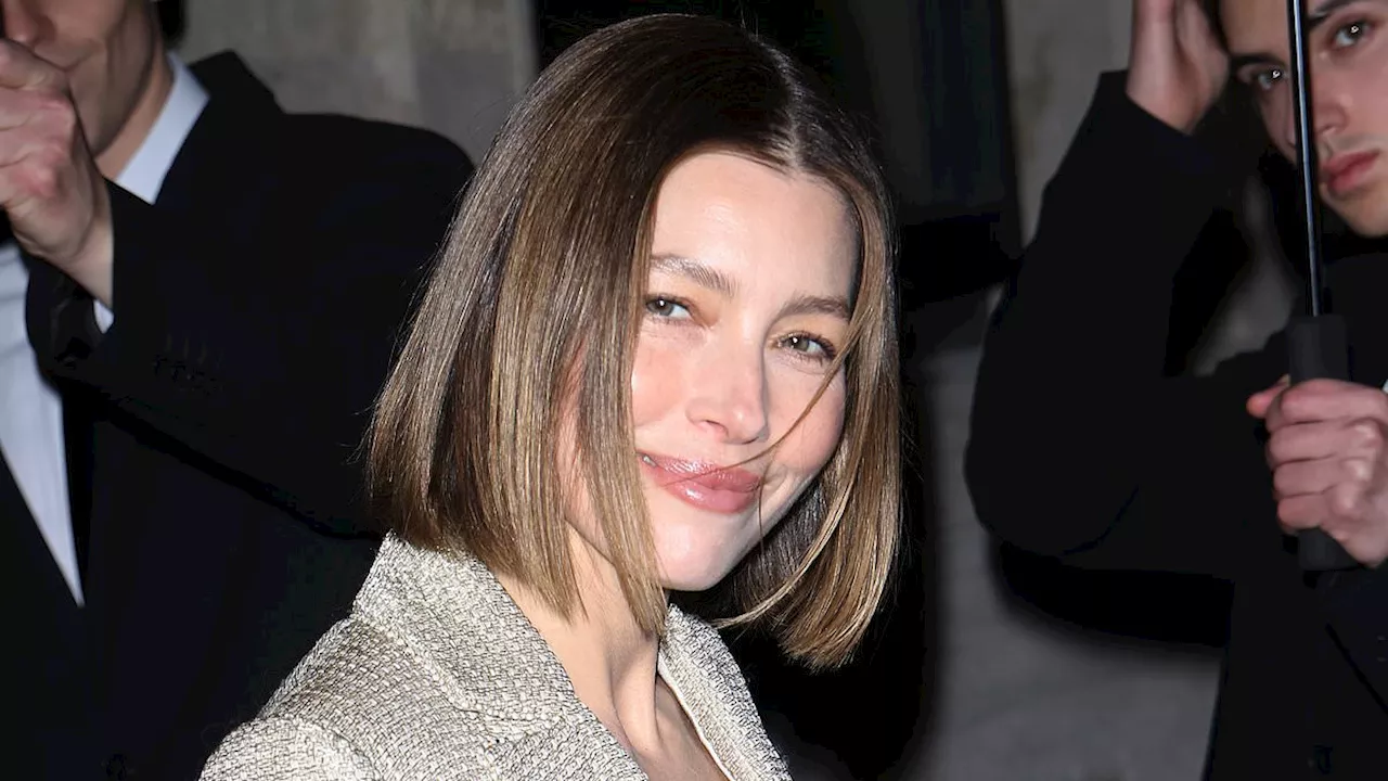 Jessica Biel Stuns at Giorgio Armani Runway Show During Paris Fashion Week