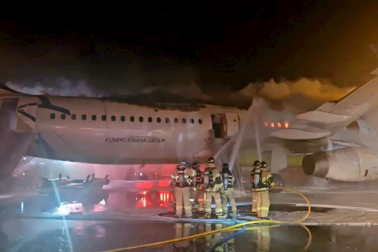 Passenger plane catches fire at South Korean airport, all 176 people on board are evacuated