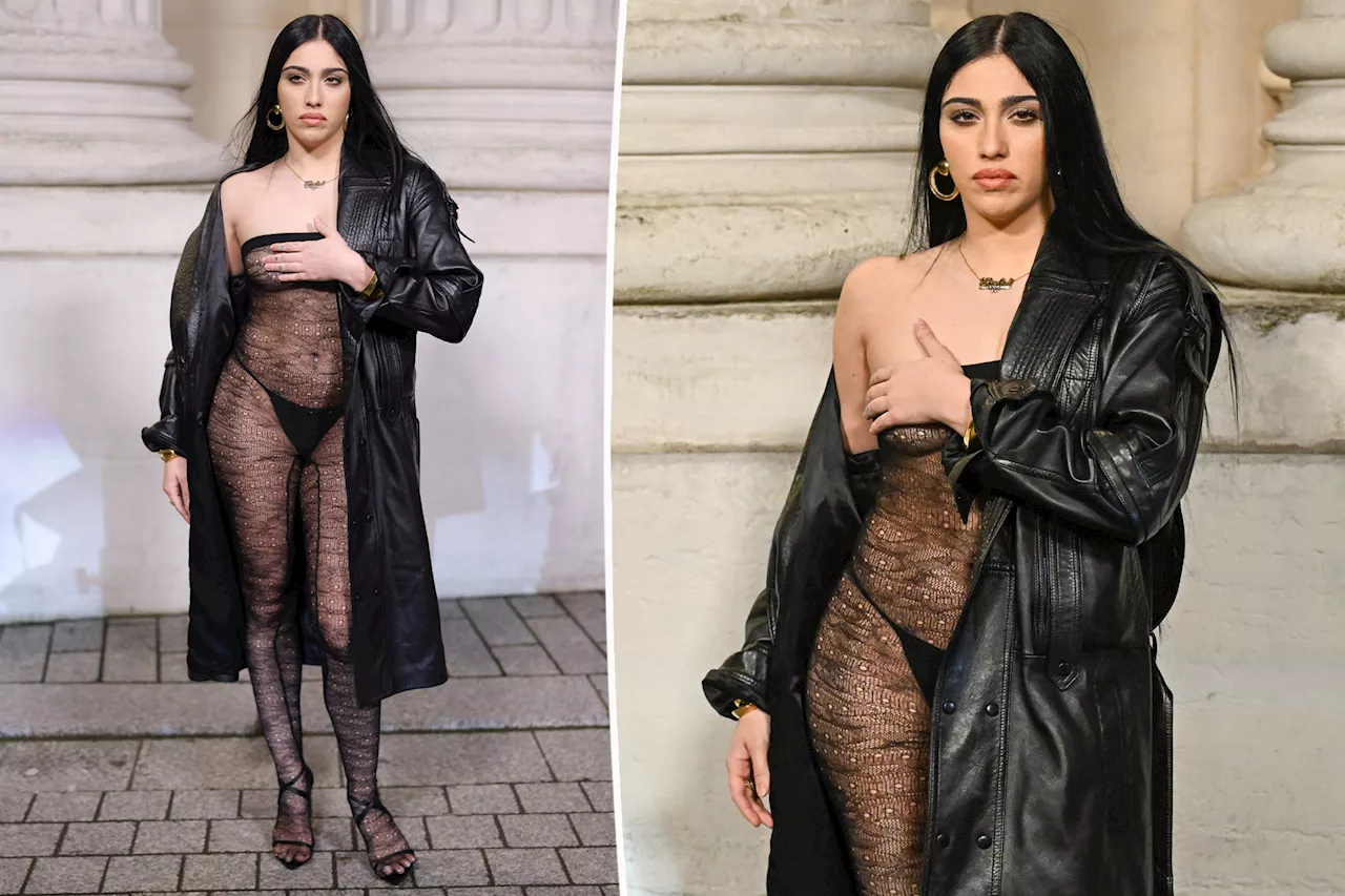 Lourdes Leon Turns Heads in See-Through Catsuit at Saint Laurent Homme Show