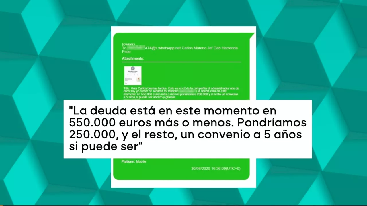 Mensaje de Aldama a Moreno sobre deuda de Pilot Real State